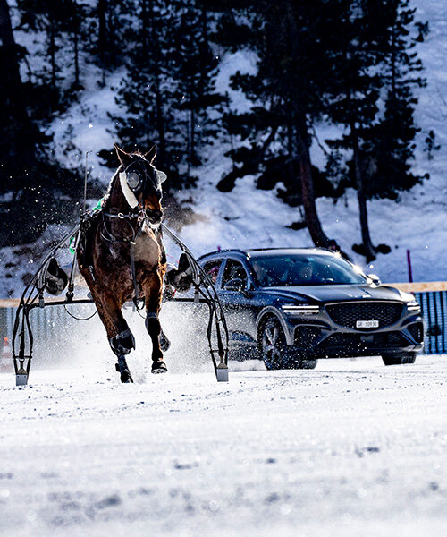 genesis gv70 snow concept EV races on show at white turf 2024, st moritz