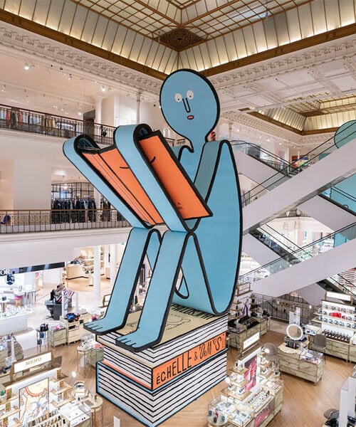 jean jullien's paper people land at le bon marché for book-themed exhibition in paris