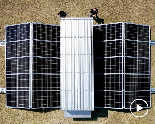 mobile solar container stores photovoltaic panels that fold and unfold like an accordion